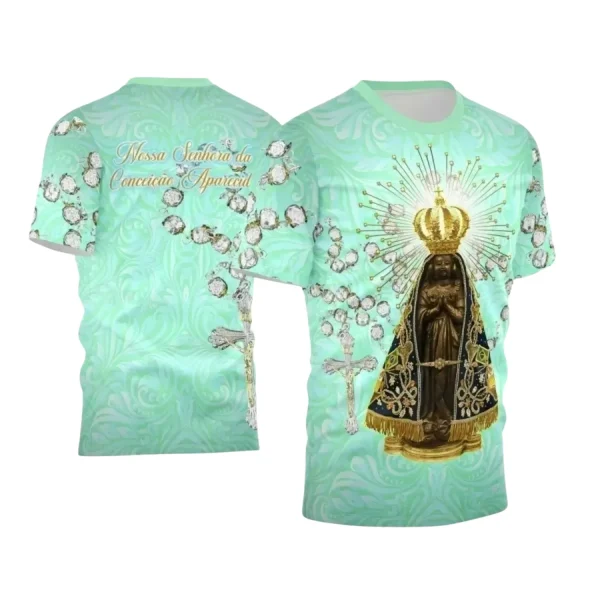 Arte Estampa Camiseta - Religião - Festejo - Devoção - Nossa Senhora Aparecida - 2024 - 2025