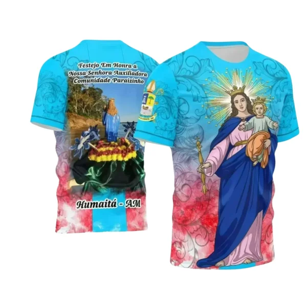 Arte Estampa Camiseta - Religião - Festejo - Devoção - Nossa Senhora Auxiliadora - 2024 - 2025