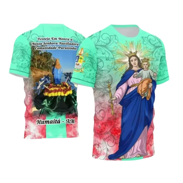Arte Estampa Camiseta - Religião - Festejo - Devoção - Nossa Senhora Auxiliadora - 2024 - 2025