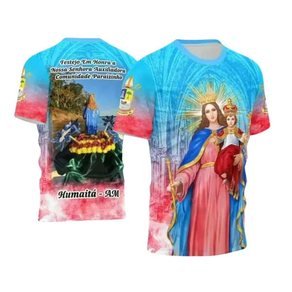 Arte Estampa Camiseta - Religião - Festejo - Devoção - Nossa Senhora Auxiliadora - 2024 - 2025