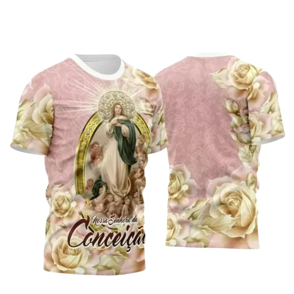 Arte Estampa Camiseta - Religião - Festejo - Devoção - Nossa Senhora Imaculada Conceição - 2024 - 2025