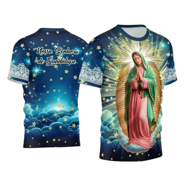 Arte Estampa Camiseta - Religião - Festejo - Devoção - Nossa Senhora de Guadalupe - 2024 - 2025