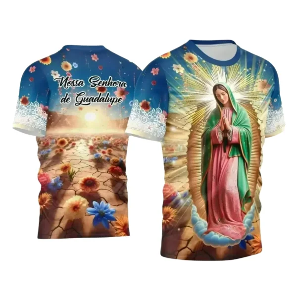 Arte Estampa Camiseta - Religião - Festejo - Devoção - Nossa Senhora de Guadalupe - 2024 - 2025