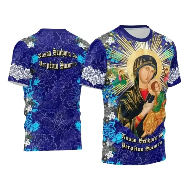 Arte Estampa Camiseta - Religião - Festejo - Devoção - Nossa Senhora do Pérpetuo Socorro - 2024 - 2025
