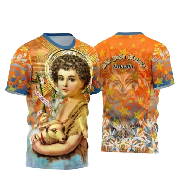 Arte Estampa Camiseta Religiosa - São João Batista - Religião - 2025 - Festejo e Devoção - 2025