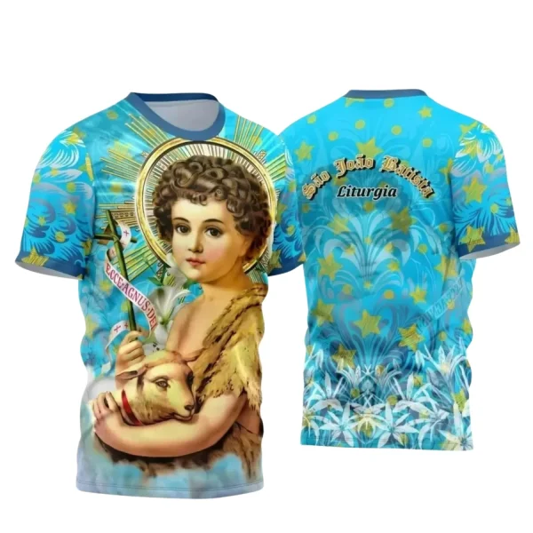 Arte Estampa Camiseta Religiosa - São João Batista - Religião - 2025 - Festejo e Devoção - 2025