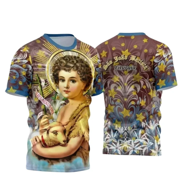 Arte Estampa Camiseta Religiosa - São João Batista - Religião - 2025 - Festejo e Devoção - 2025