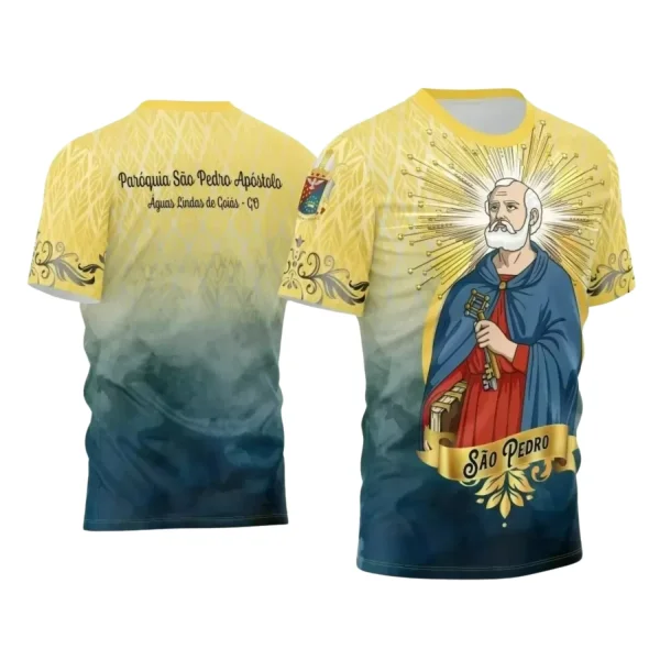 Arte Estampa Camiseta Religiosa - São Pedro - Religião - 2025 - Festejo e Devoção - 2025