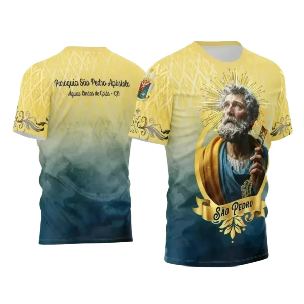 Arte Estampa Camiseta Religiosa - São Pedro - Religião - 2025 - Festejo e Devoção - 2025