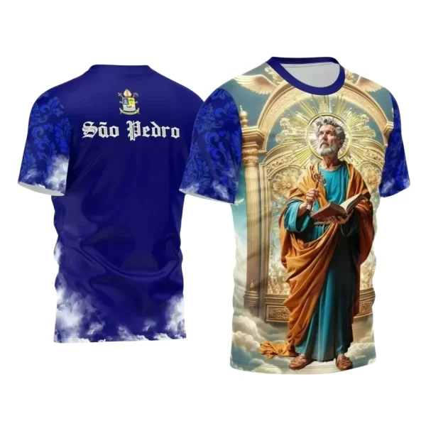 Arte Estampa Camiseta Religiosa - São Pedro - Religião - 2025 - Festejo e Devoção - 2025