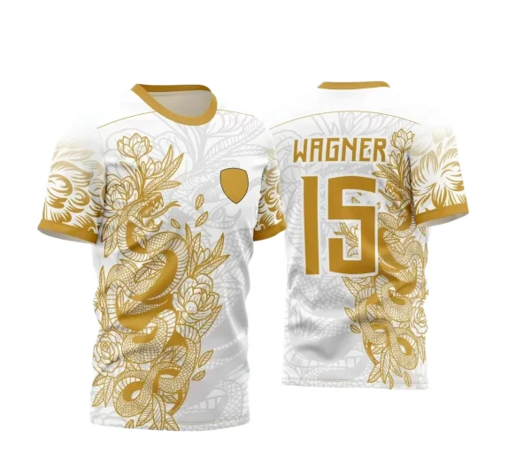 Arte Vetor Camisa Branca e Dourada - Interclasse 2024 - Jogos Internos 2024 - Serpente