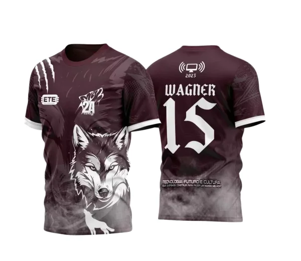 Arte Vetor Camisa InterClasse Lobo Cor Vinho 2024