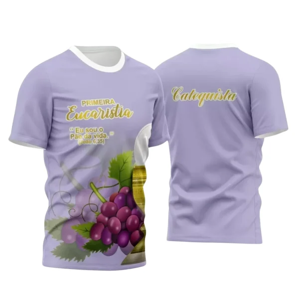 Arte Vetor Camisa Lilás  Religião - Catequista Eucaristia