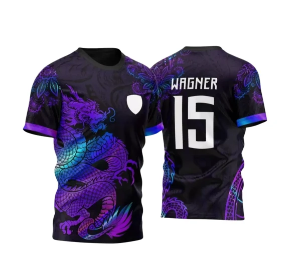 Arte Vetor Camisa Preta - Interclasse 2024 - Jogos Internos 2024 - Time Amador 2024 - Dragão Holográfico