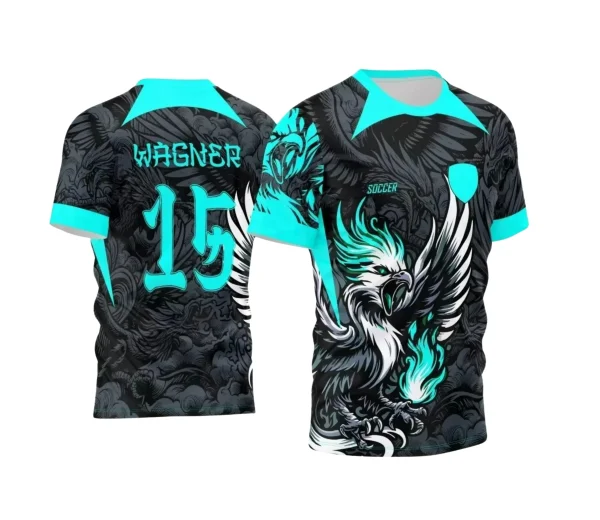 Arte Vetor Camisa Preta - Interclasse 2024 - Jogos Internos 2024 - Time Amador - Fênix Azul