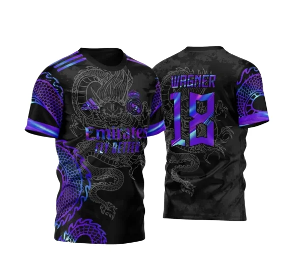 Arte Vetor Camisa Preta - Interclasse 2024 - Jogos Internos 2024 - Time Amador 2024 - Dragão Holográfico