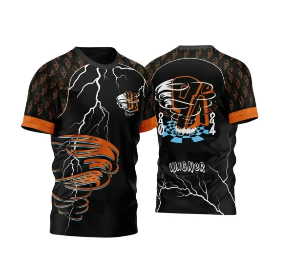 Arte Vetor Camisa Preta e Laranja - Nono Ano 2024 - Interclasse 2024 - Formandos 2024 - Furacão