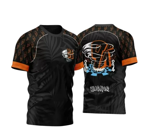 Arte Vetor Camisa Preta e Laranja - Nono Ano 2024 - Interclasse 2024 - Formandos 2024 - Furacão