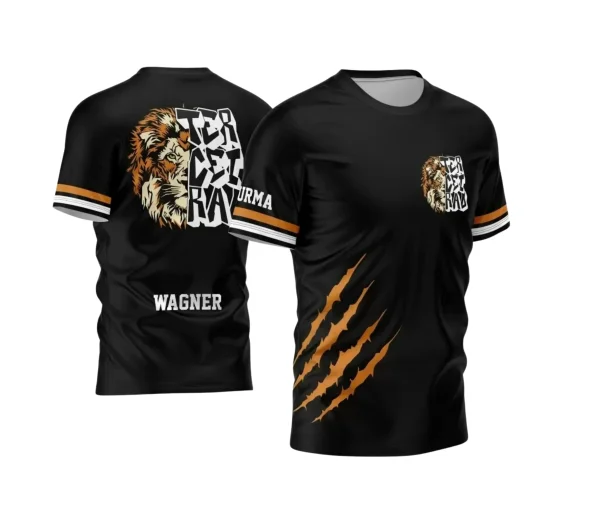 Arte Vetor Camisa Preta e Laranja - Terceirão 2024 - Interclasse 2024 - Jogos Internos 2024 - Leão