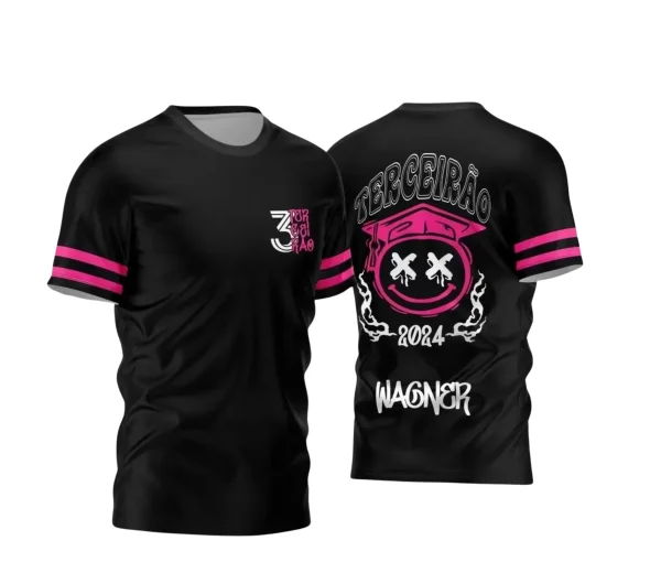 Arte Vetor Camisa Preta e Rosa - Interclasse 2024 - Jogos Internos 2024 - Terceirão 2024 - Smile