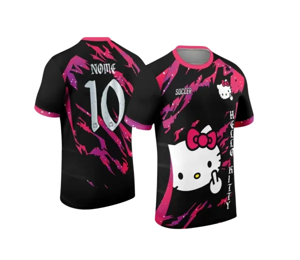 Arte Vetor Camisa Preta e Rosa - Interclasse 2024 - Jogos Internos 2024 - Time Amador - Hello Kitty 2024