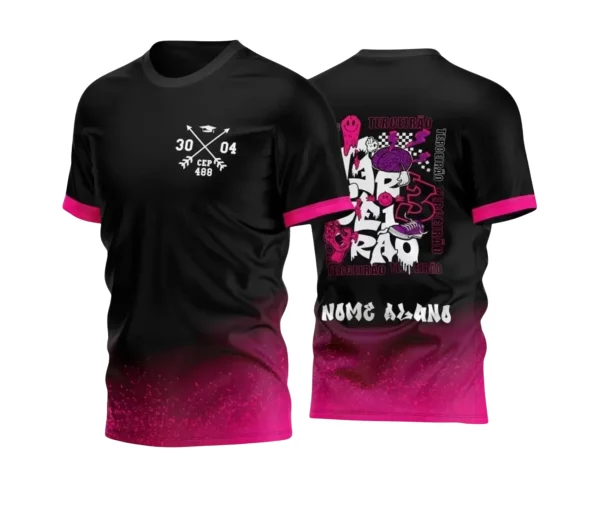 Arte Vetor Camisa Preta e Rosa - Terceirão 2024 - Interclasse 2024 - Jogos Internos 2024 - Degradê