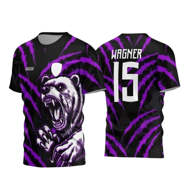 Arte Vetor Camisa Preta e Roxa - Interclasse 2024 - Jogos Internos 2024 - Time Amador - Urso