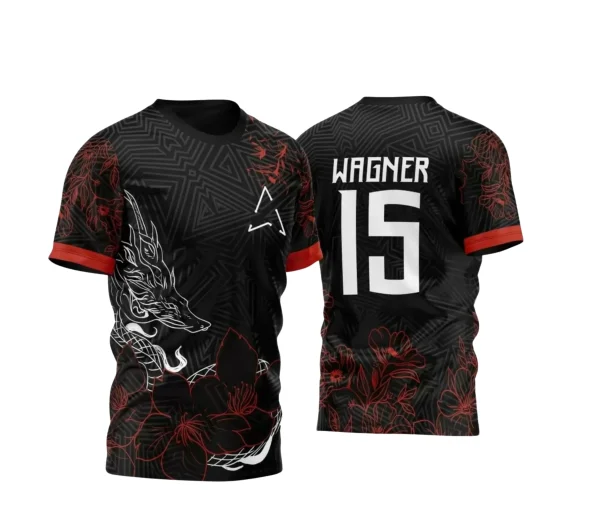 Arte Vetor Camisa Preta e Vermelha - Interclasse 2024 - Jogos Internos 2024 - Time Amador 2024 - Dragão 