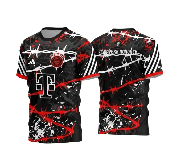 Arte Vetor - Camisa Preta e Vermelha -  Interclasse 2024 - Jogos Internos 2024 - Time Amador Bayern München