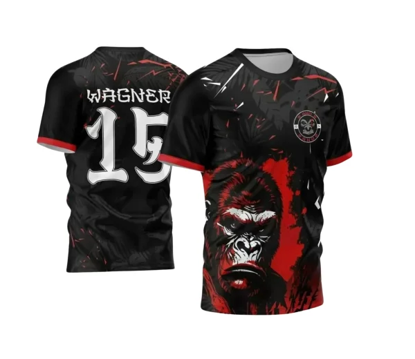 Arte Vetor - Camisa Preta e Vermelha de Interclasse - Gorila - 2024 - 2025