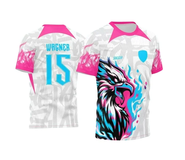 Arte Vetor Camisa Rosa e Branca - Interclasse 2024 - Jogos Internos 2024 - Time Amador - Águia