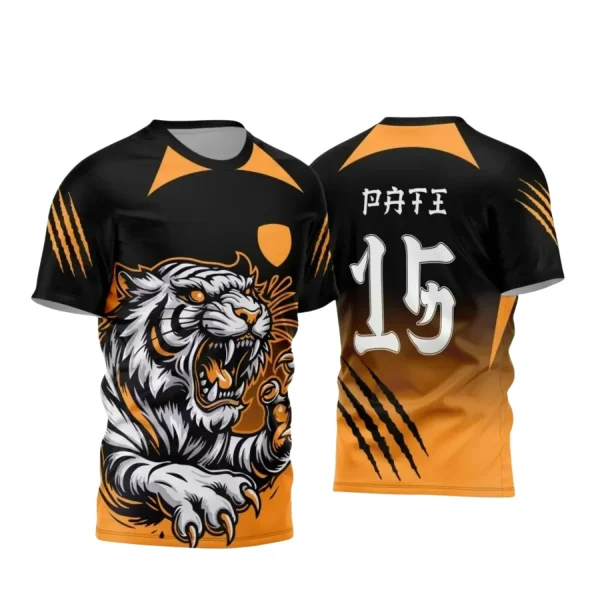 Arte Vetor Camisa Tigre Interclasse Preta e Laranja 2025