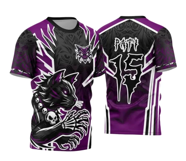 Camisa Interclasse Escolar Tema Gato Dark | Doces Desenhos