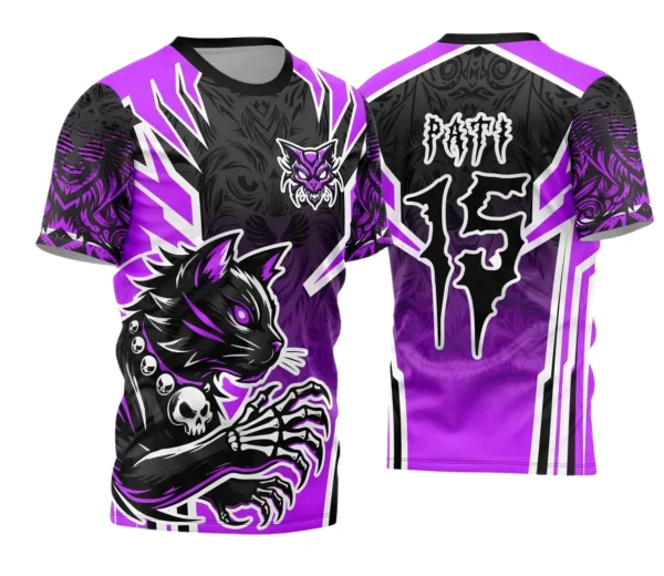 Camisa Interclasse Escolar Tema Gato Dark | Doces Desenhos