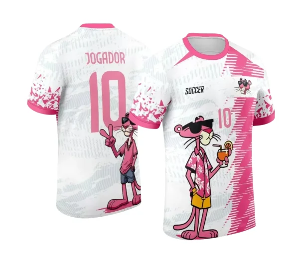 Camisa Interclasse Escolar Tema Pantera Cor-de-Rosa