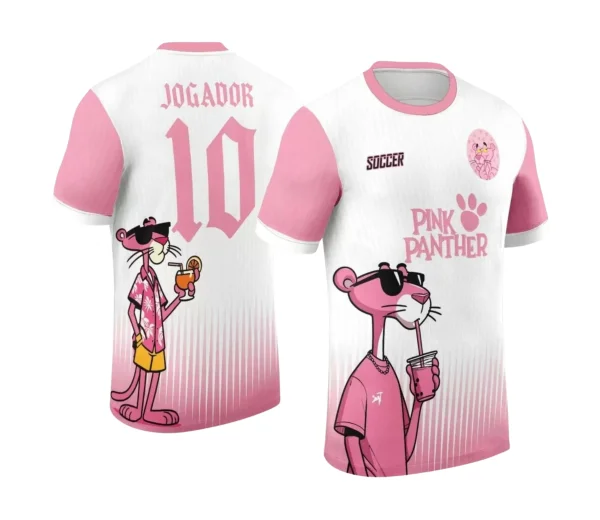 Camisa Interclasse Escolar Tema Pantera Cor-de-Rosa