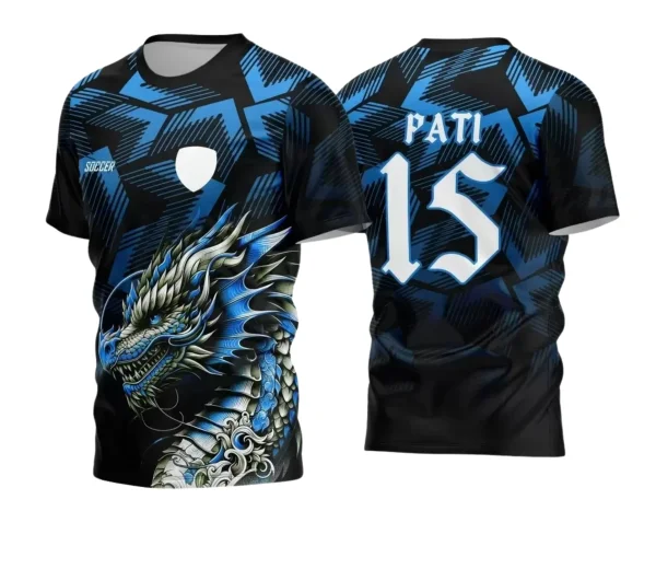 Camisa Interclasse Personalizada – Dragão Azul Preta