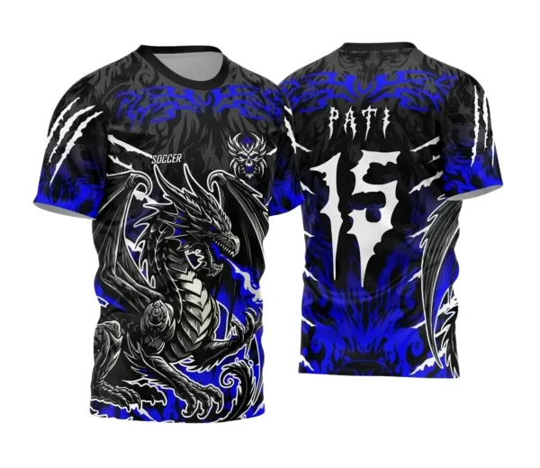 Camisa Interclasse Personalizada – Dragão Azul Preta