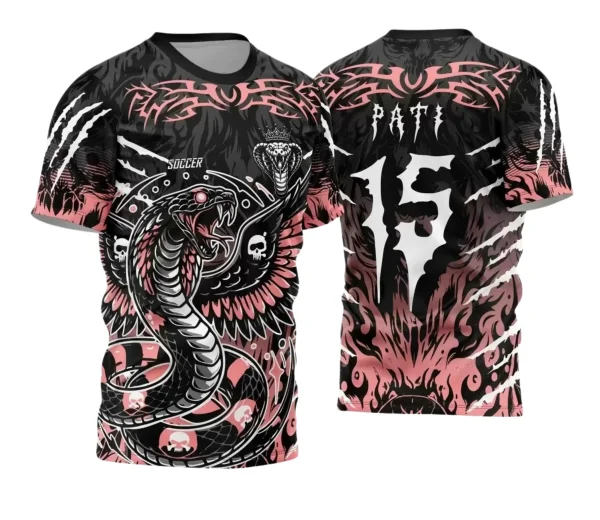 Camisa Interclasse Personalizada – Cobra Rosa Preta | Doces Desenhos