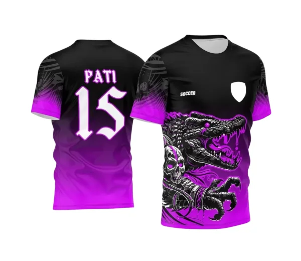 Camisa Interclasse Roxa Crocodilo – Arte Vetor Pronta