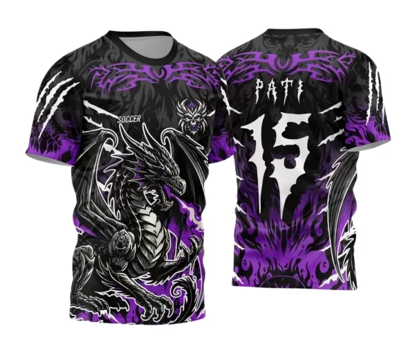 Camisa Interclasse Personalizada – Dragão Roxa Preta