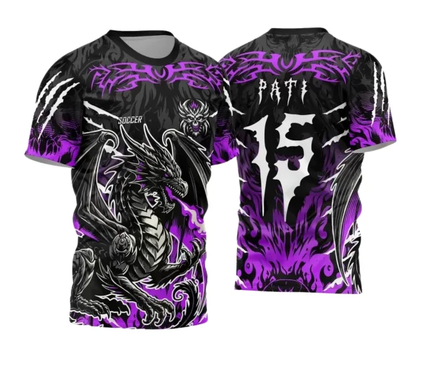 Camisa Interclasse Personalizada – Dragão Roxa Preta