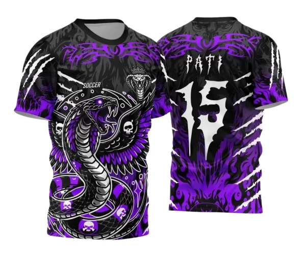 Camisa Interclasse Personalizada – Cobra Roxa Preta | Doces Desenhos