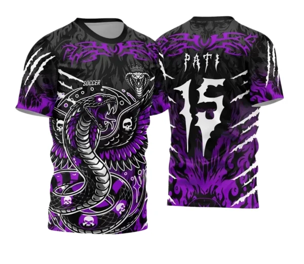 Camisa Interclasse Personalizada – Cobra Roxa Preta | Doces Desenhos