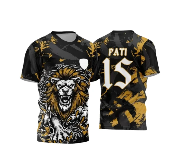 Arte Vetor Camisa de Interclasse Preta e Dourada - Jogos Internos - Leão Feroz 2024 - 2025