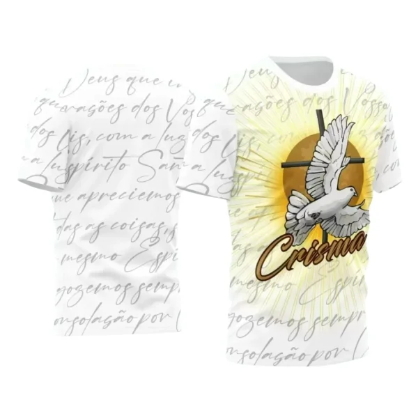 Arte Vetor - Camiseta Crisma - Religião - Crisma Divino Espírito Santo - 2024 - 2025