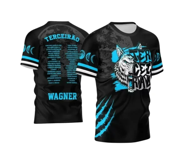 Arte Vetor - Estampa Camisa Escolar Preta - Formandos - Terceirão - Lobo Branco - 2025