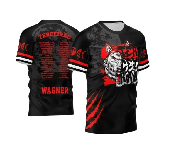 Arte Vetor - Estampa Camisa Escolar Preta - Formandos - Terceirão - Lobo Branco - 2025