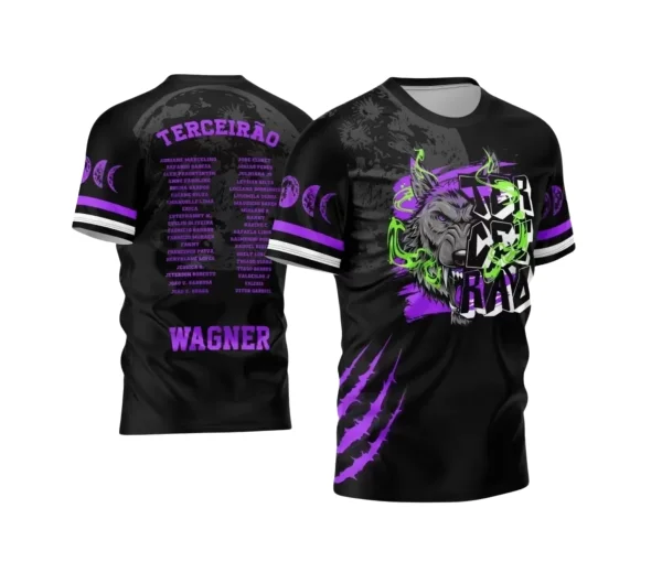Arte Vetor - Estampa Camiseta Escolar Preta - Formandos - Terceirão - Lobo Feroz - 2025