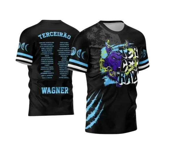 Arte Vetor - Estampa Camiseta Escolar Preta - Formandos - Terceirão - Lobo Feroz - 2025